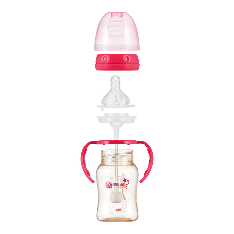 格朗 GL 宽口径 带手柄PPSU奶瓶180ML N-3(酒红色)