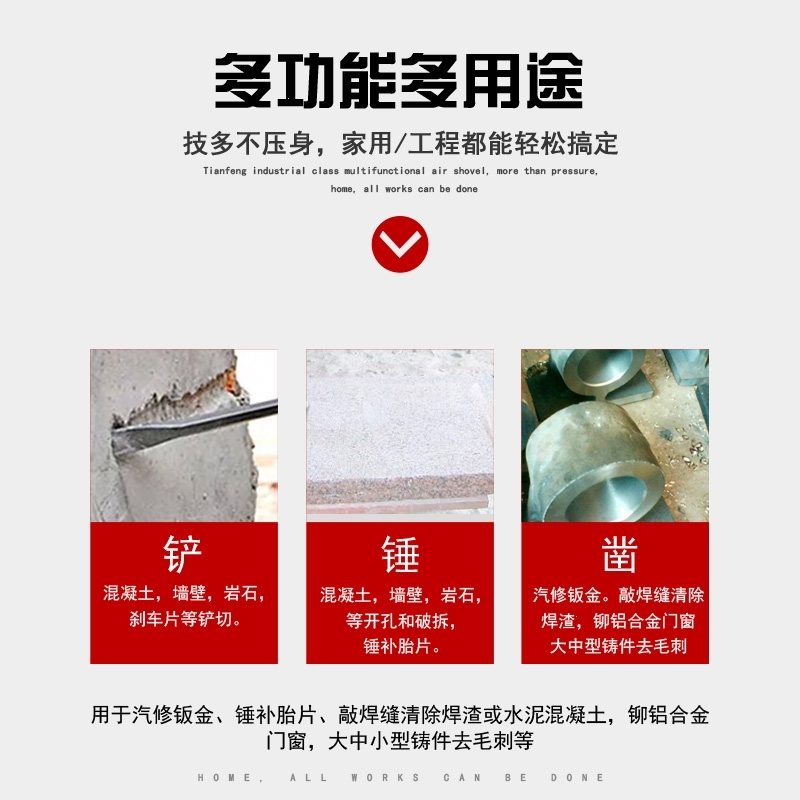田风气铲子风铲刀气锤冲击气镐气锹锤刹车片气动工具150190250 工业版CA250[3000次min]+礼包