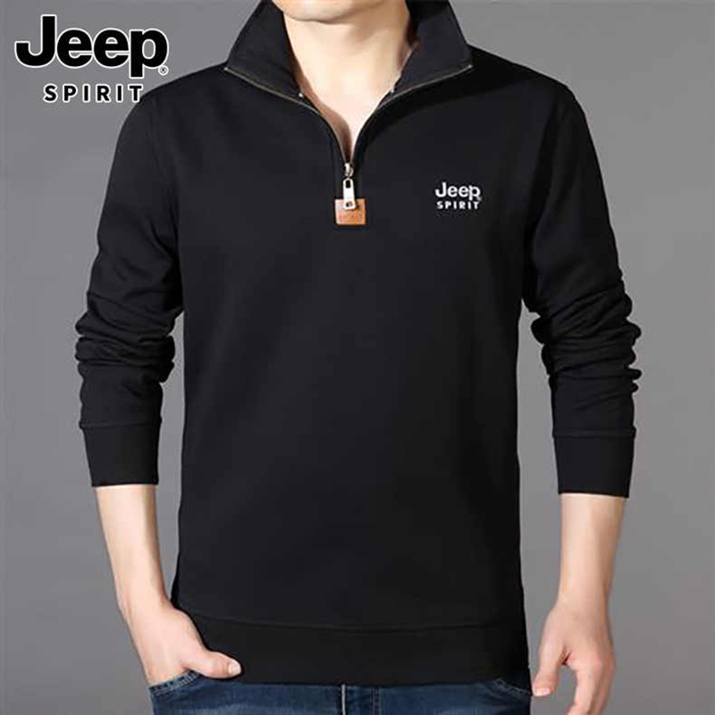 JEEP SPIRIT吉普男士半拉链套头卫衣男士卫衣舒适棉春秋外套男装长袖T恤