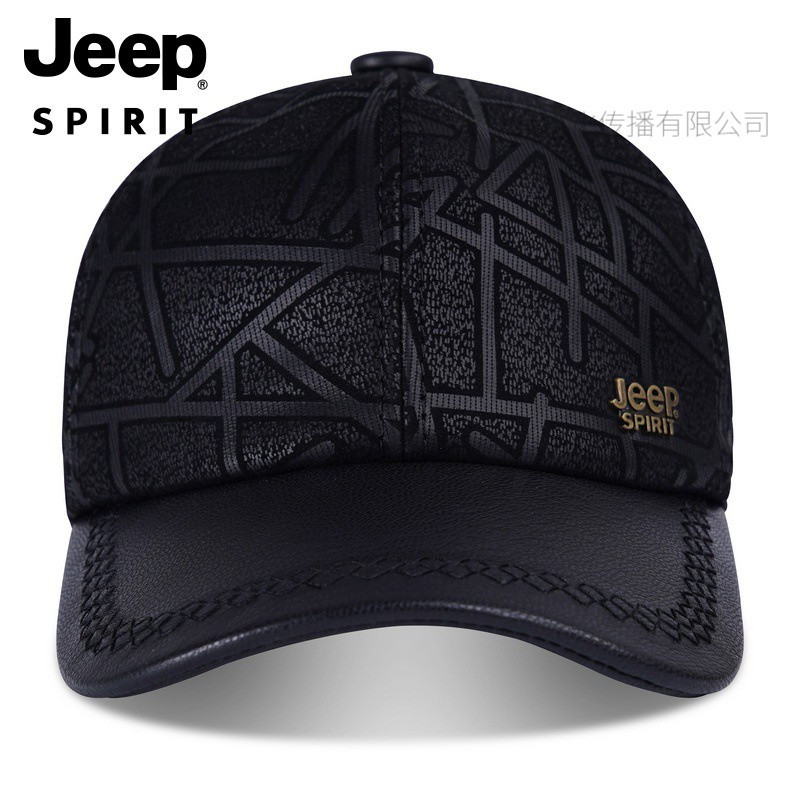 jeep spirit吉普正品帽子男士羊皮真皮棒球帽
