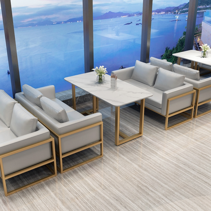 定制北欧酒吧清吧休息区咖啡厅休闲会客医匠商用皮革茶餐厅沙发卡座