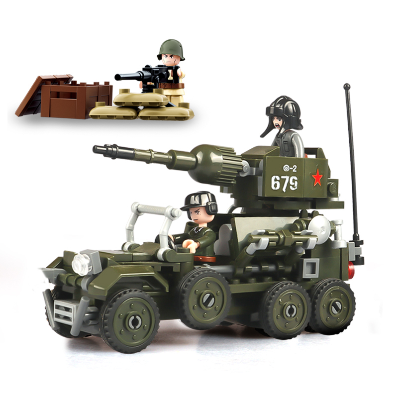 小鲁班二战坦克库尔斯克战役男孩积木玩具拼装军事装甲车模型