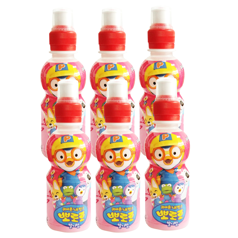 韩国进口 啵乐乐Pororo 儿童果味饮料 草莓味 235ml *6 瓶装