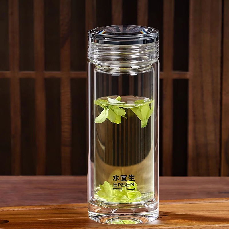 水宜生玻璃杯320ml杯底手感扎实弱碱加厚钛茶杯G8800高清大图