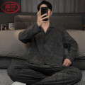 浪莎睡衣男士秋冬2024新款保暖胖子加肥加大男长袖大码家居服套装