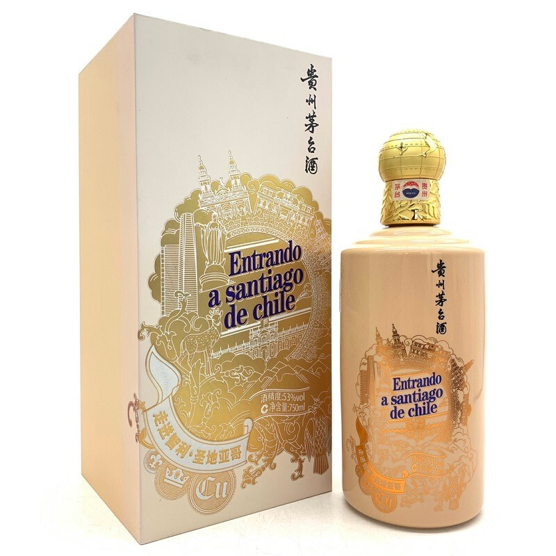贵州茅台酒 酱香型白酒 走进系列 53度 走进智利·圣地亚哥 375ml 单