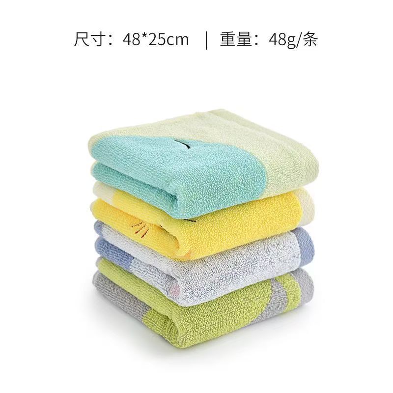 洁丽雅纯棉儿童毛巾家用全棉吸水卡通擦脸不掉毛小面巾48*25cm 4条装高清大图