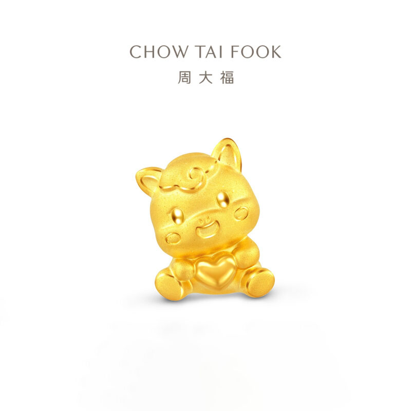 周大福马年生肖系列 爱心小马足金黄金转运珠女送生日礼物EOR1549高清大图