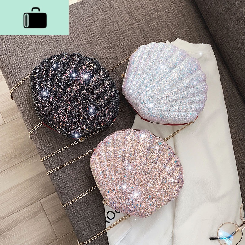 上新洋气包包仙女单肩包2020新款潮时尚简约亮片贝壳包链条斜挎包NEWLAKE高清大图