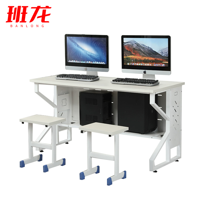 班龙双人电脑桌1.2m含椅套高清大图