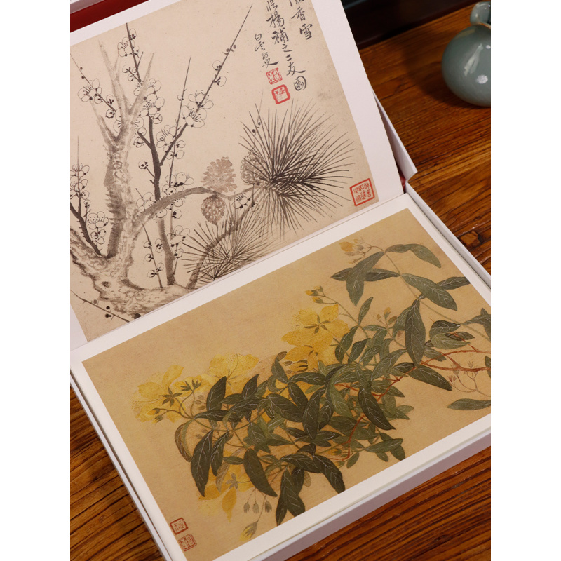 恽寿平系列全3册(画片集+明信片+册页) [正版]恽寿平画册系列 恽寿平册页精选花卉画片集澹烟疏雨落花天明信片历代名家册