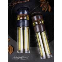 宜加美双层玻璃杯旅行杯茶水分离泡茶杯 440ml B801过滤带盖便携大容量水杯子