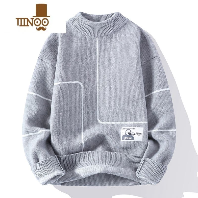 YANXU男士毛衣青少年学生打底针织衫休闲内搭半高领潮流毛衫男图片