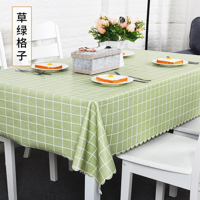 家柏饰(CORATED)桌布布艺棉麻小清新欧式风格pvc桌垫布艺防水格子茶几餐桌布北欧