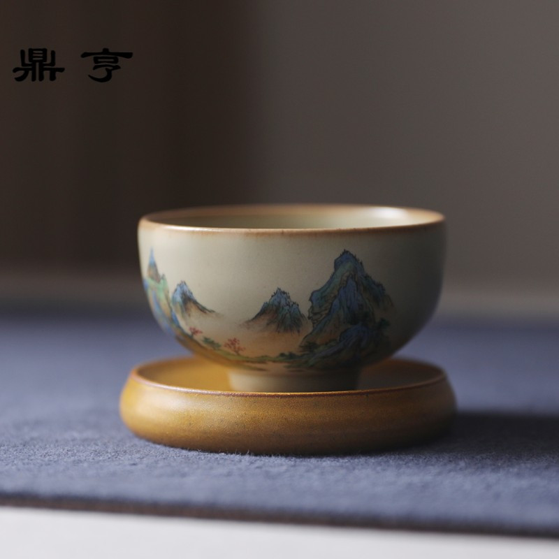 鼎亨春泥仿柴烧全手工粗陶景德镇陶瓷主人杯品茗杯泡茶杯开片功夫