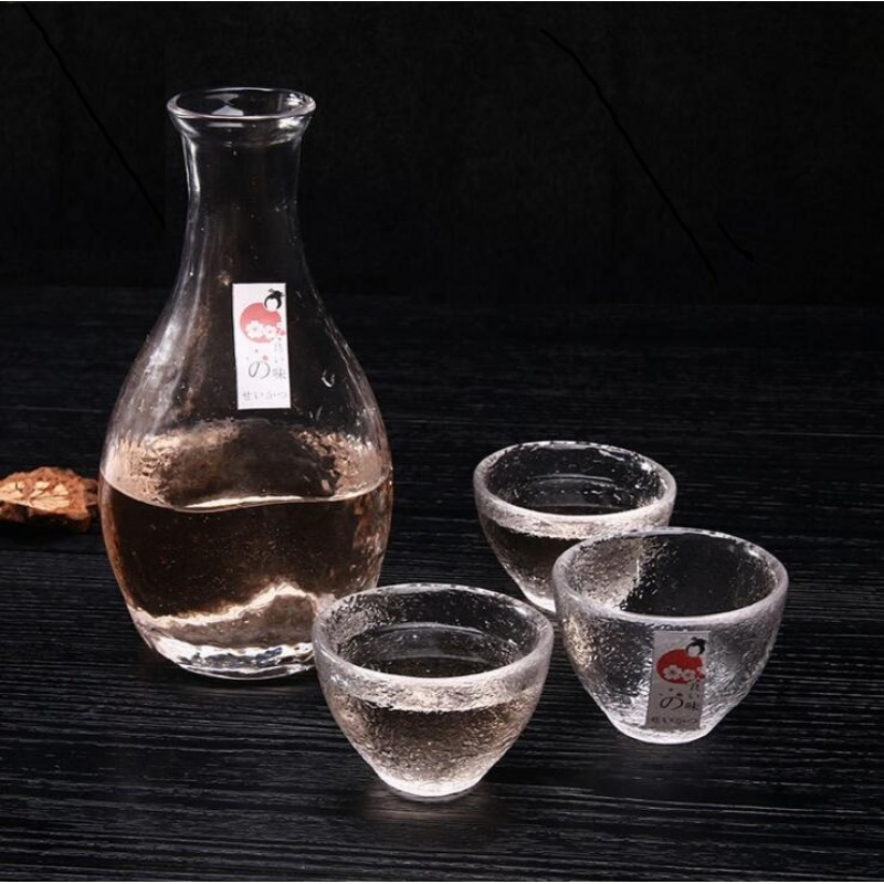 加厚日式玻璃酒具套装 锤目纹酒盅酒壶小酒杯清酒壶 1壶3杯(请先与客服确认再)