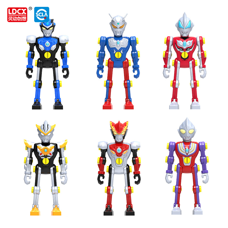 灵动创想奥特曼拼装玩具积木男孩发光人偶罗布可动模型赛罗布鲁奥特曼
