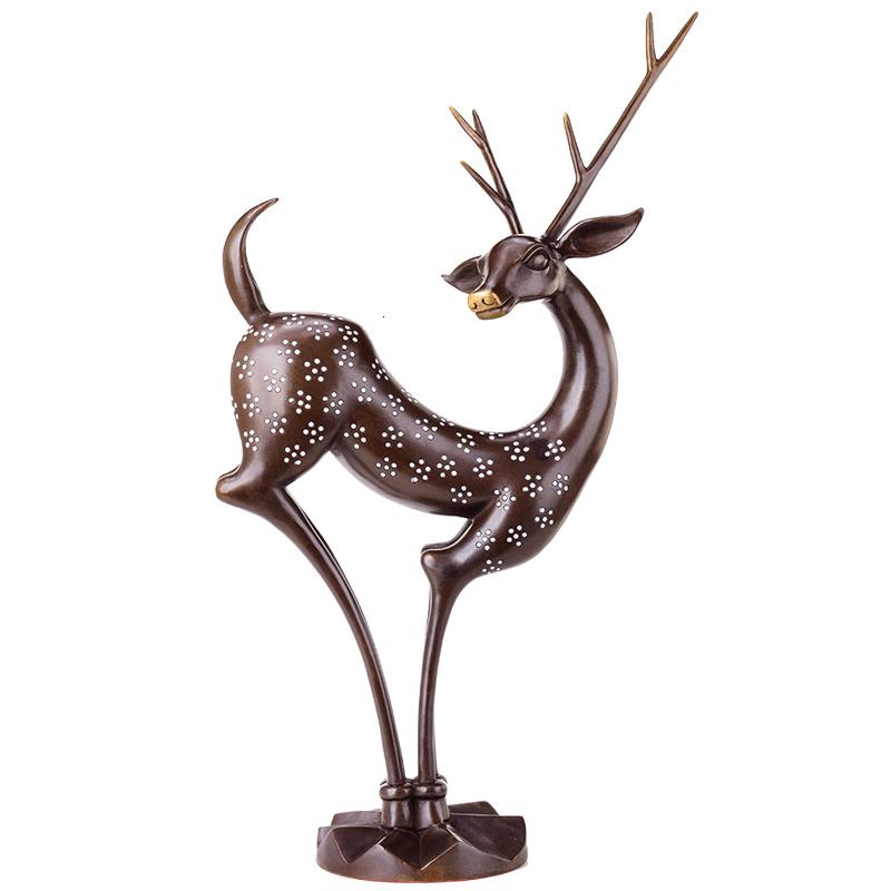 美帮汇梅花鹿摆件 铜鹿摆件铜 家居装饰摆设开业礼品一路发财高清大图