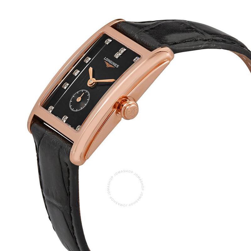 浪琴longines女表dolcevita石英钻石黑色表盘小方表女士手表l52558570