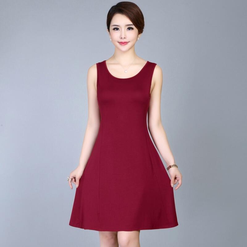 春夏莫代尔棉背心带裙打底女装中长款连衣裙打底裙