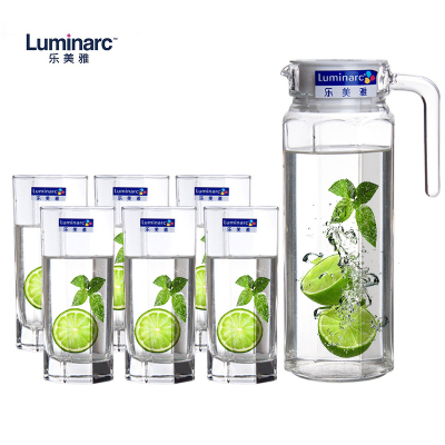 Luminarc乐美雅八角1L1玻璃壶玻璃杯茶壶水壶水杯茶杯(酒具)七件套21134(非一次性使用)