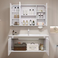 邦云卫浴浴室柜组合加厚铝蜂窝圆角浴室柜洗手盆柜组合卫生间陶瓷一体盆洗漱台洗脸盆1028