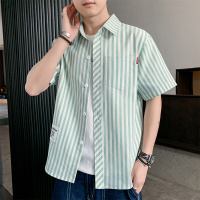 绅士空间2021夏季休闲格子短袖衬衫男短袖港风原创青年修身衬衣学生短衬男潮JC.G53