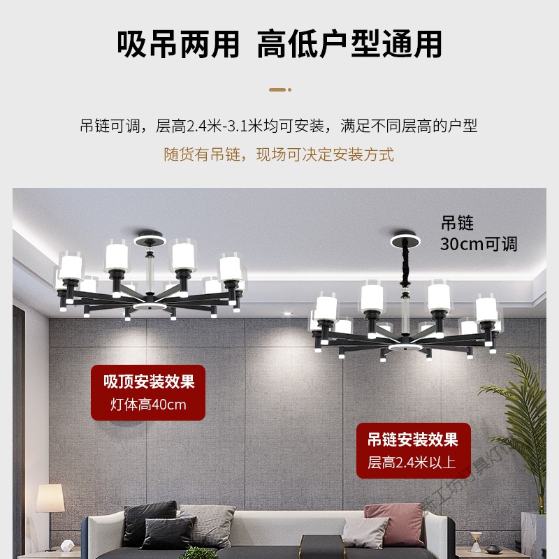 苏宁放心购 吊灯客厅灯现代简约轻奢水晶灯具创意个性餐厅卧室大气家用灯饰高清大图
