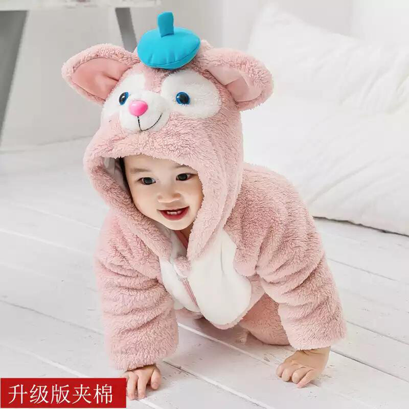 迪鲁奥(DILUAO)儿童卡通连体衣冬季一三岁男女童婴儿棉衣动物宝宝睡衣秋冬法兰绒高清大图