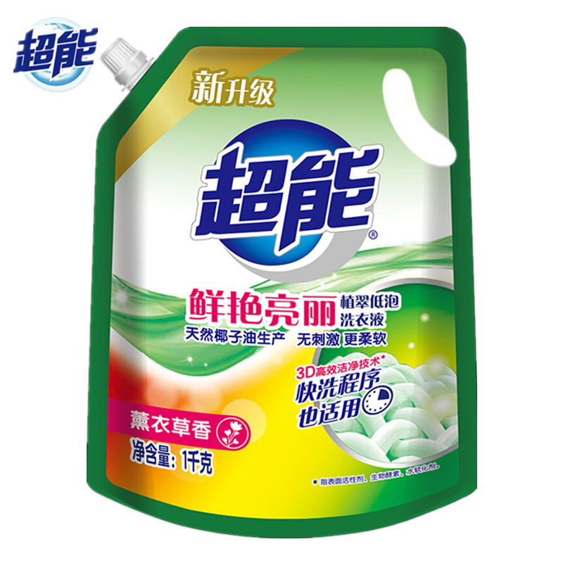 超能植翠洗衣液(鲜艳亮丽)1kg*2袋装