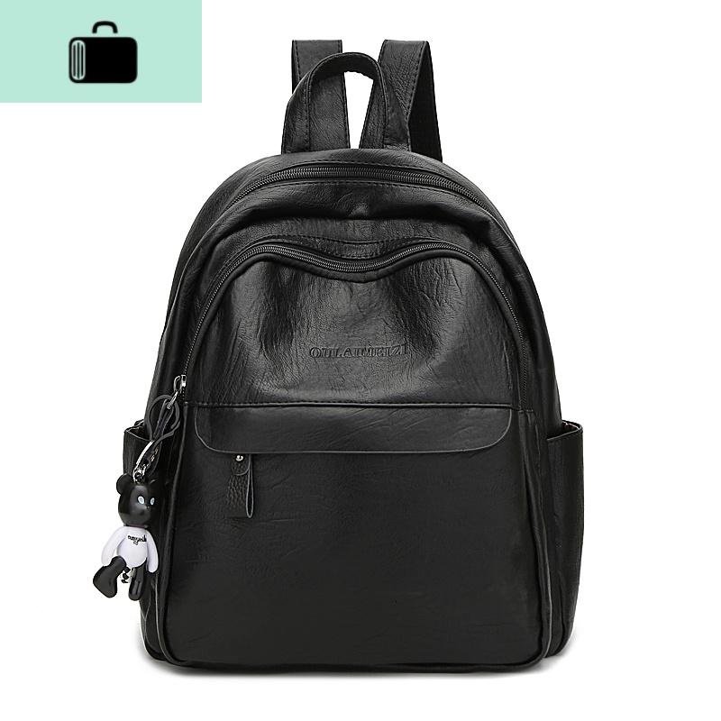 2020新款双肩包女士新款韩版百搭书包简约潮流大容量软皮背包NEWLAKE_275高清大图