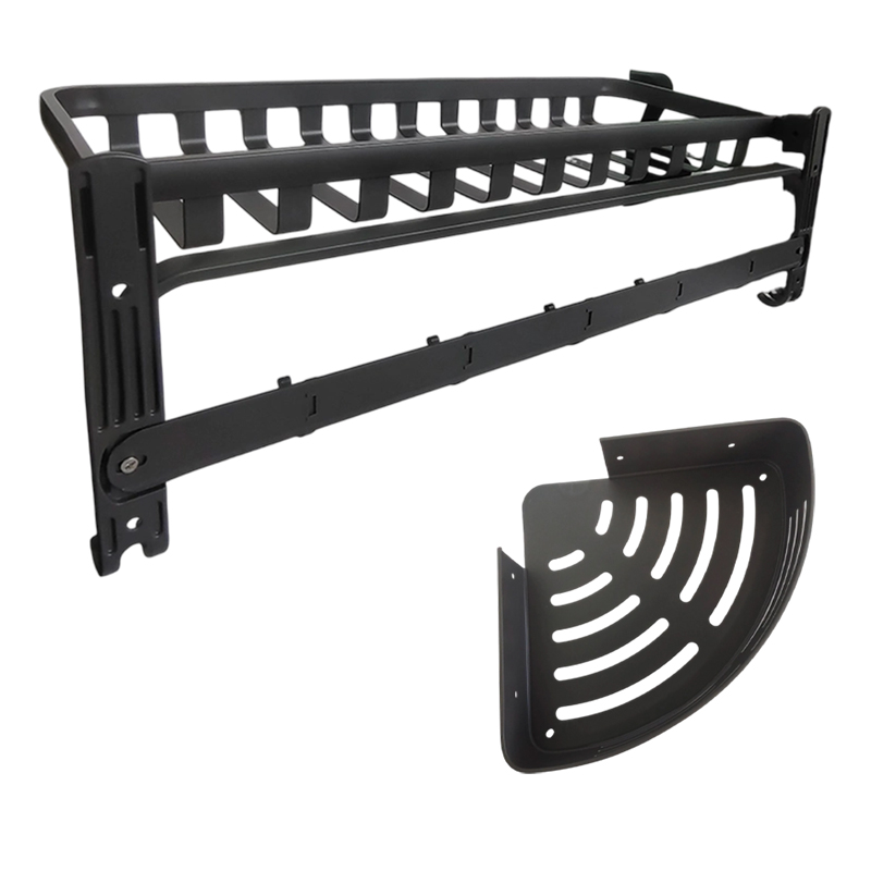 LONMATE 加宽扁杆网蓝浴巾架+三角架 两件套高清大图