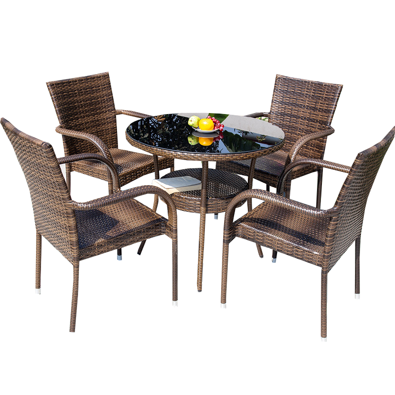 汐户外桌圆桌加四椅套高清大图