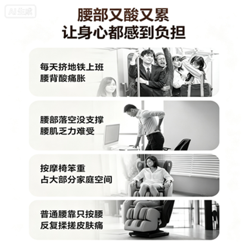 艾诗凯奇SKG T7-2豪华版揉捏按摩椅垫 电加热温感热敷 机械式调节 安全设计高清大图
