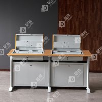 居将 JJ4012408 隐藏式翻转电脑桌培训桌教室机房多媒体学习桌办公桌A款双人位