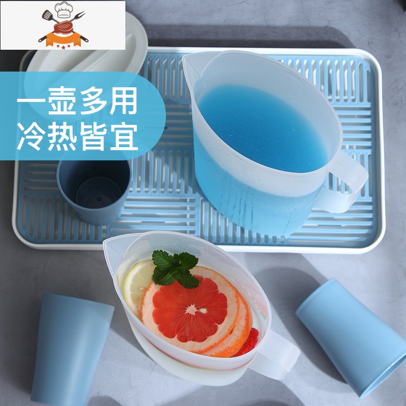 北欧冷水壶家用大容量凉水壶日式塑料冷水杯套装可高温扎壶凉茶壶 敬平高清大图