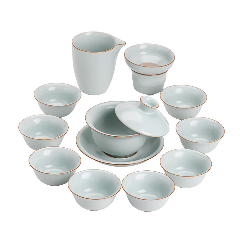 苏氏陶瓷(SUSHI CERAMICS) J1039 汝窑三才盖碗茶具套装 160ml (单位:套)