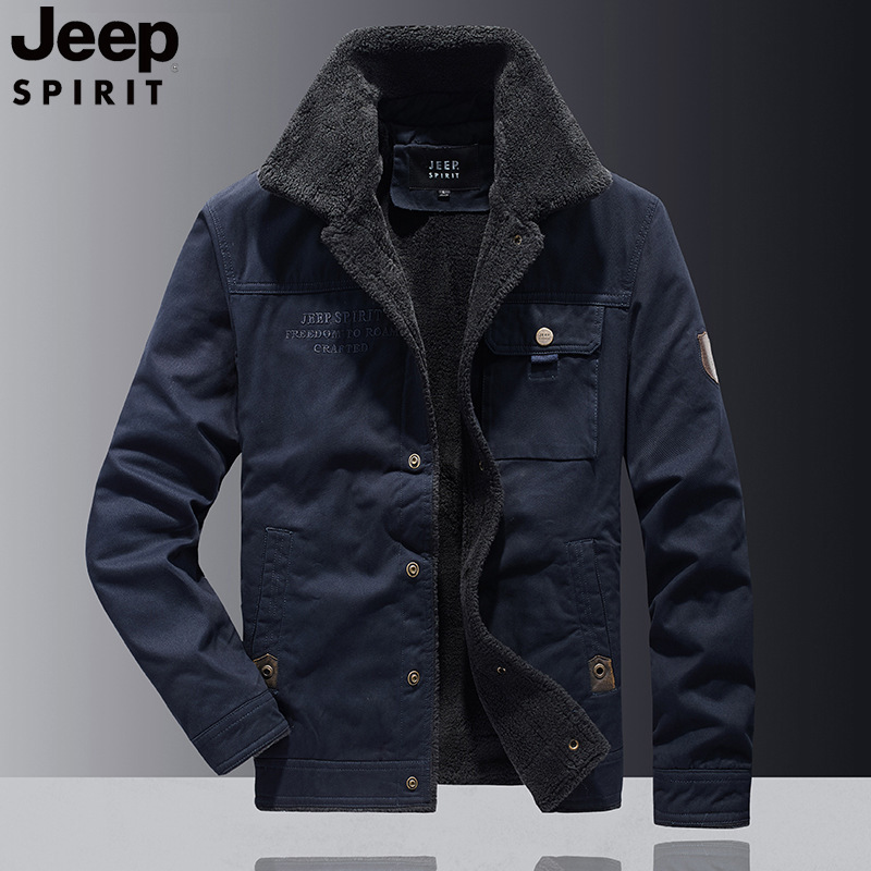 jeep棉衣冬季中年男士加厚纯棉休闲外套吉普1512棉服加绒棉袄1771视频
