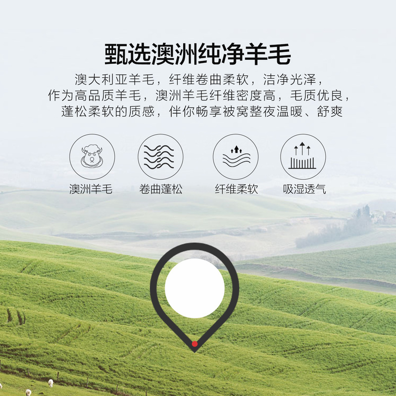 水星家纺 羊毛被蓄热Mate型抗菌防螨澳洲羊毛春秋被冬被 被子被芯 床上用品