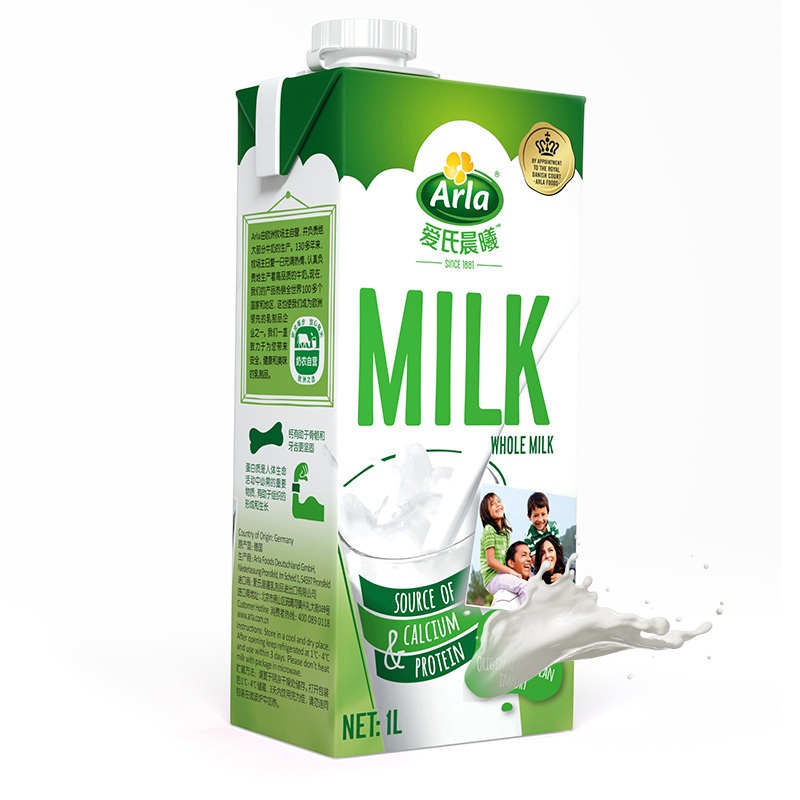 Arla爱氏晨曦 全脂纯牛奶1L*12盒整箱 德国进口
