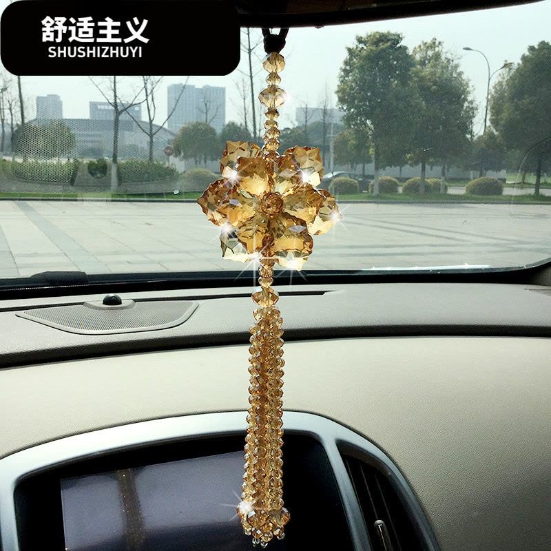 汽车挂件高档水晶饰品车内创意女士简约韩国后视镜保平安车载饰图片