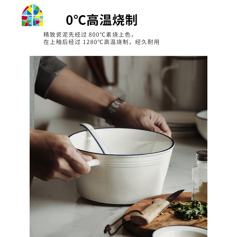 创意单个性大号汤碗大碗北欧餐具家用陶瓷泡面碗汤盆双耳碗 FENGHOU bruno8英寸平盘+8英寸汤盘2只装高清大图