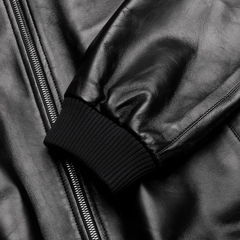 普拉达prada男士黑色三角形徽标双面穿皮衣飞行员夹克外套upw280038