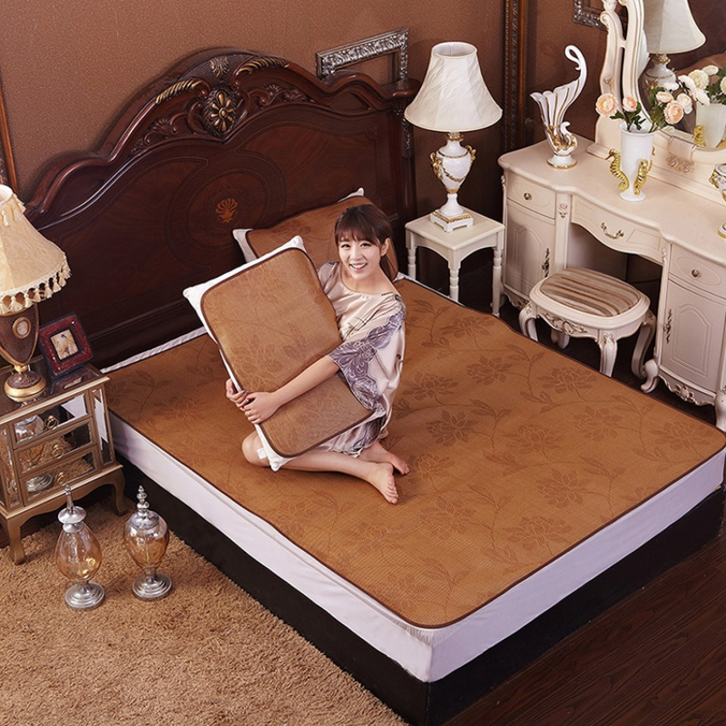 美帮汇定制凉席沙发垫1.0可折叠1.2米0.8m床竹冰丝儿童席子藤席0.9单人 环保藤席【新树叶】（送绑带式枕套） 0.9m床