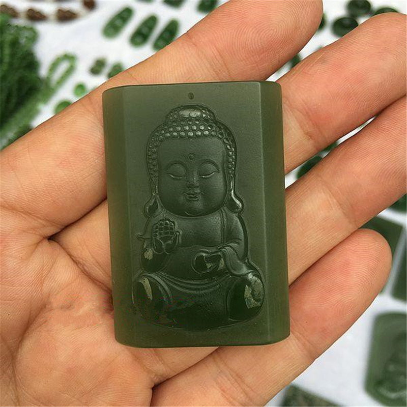 和田玉坠宝宝佛坠玉牌女款玉石饰品 带证书送女朋友七夕情人节礼物