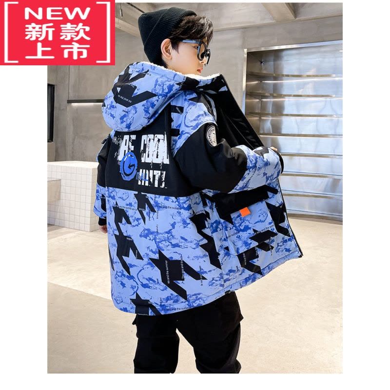 可莉允男童加绒加厚外套秋冬装2022新款儿童棉衣中大童棉服男孩棉袄上衣图片