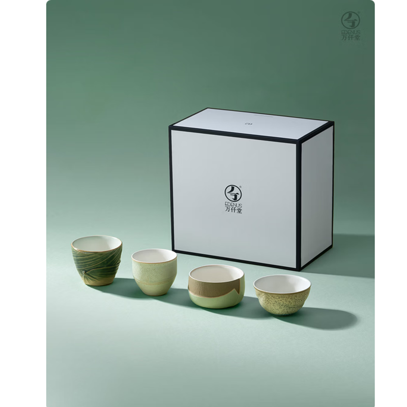 万仟堂(Edenus)陶瓷茶杯套装主人杯高档个人专用功夫茶具水杯送礼风雅·千杯礼盒