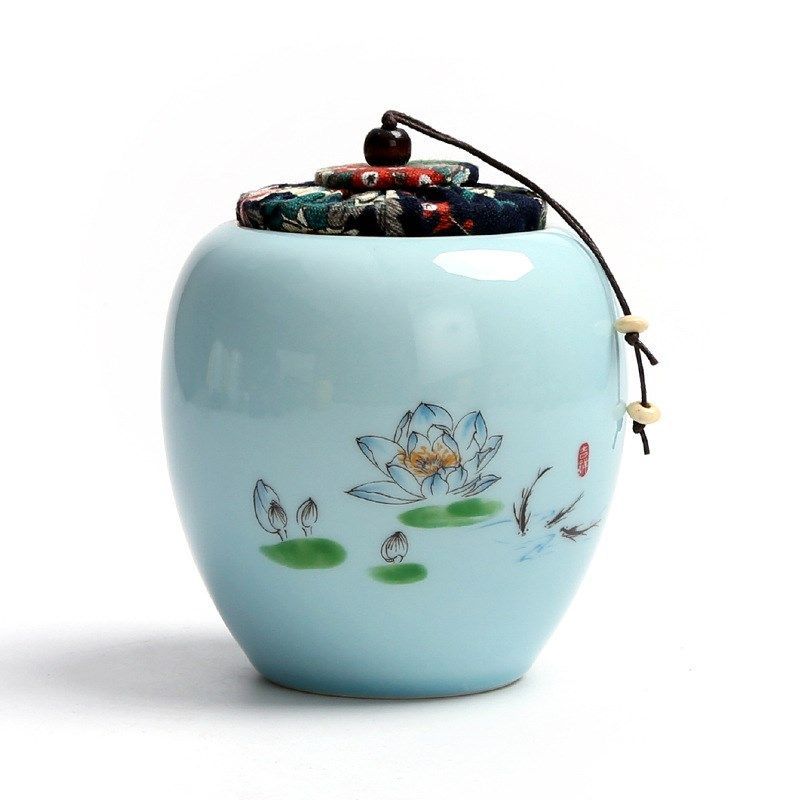 葫芦茶叶罐镶口哑光茶具茶叶罐大号陶瓷醒茶罐密封储蓄罐日式便携