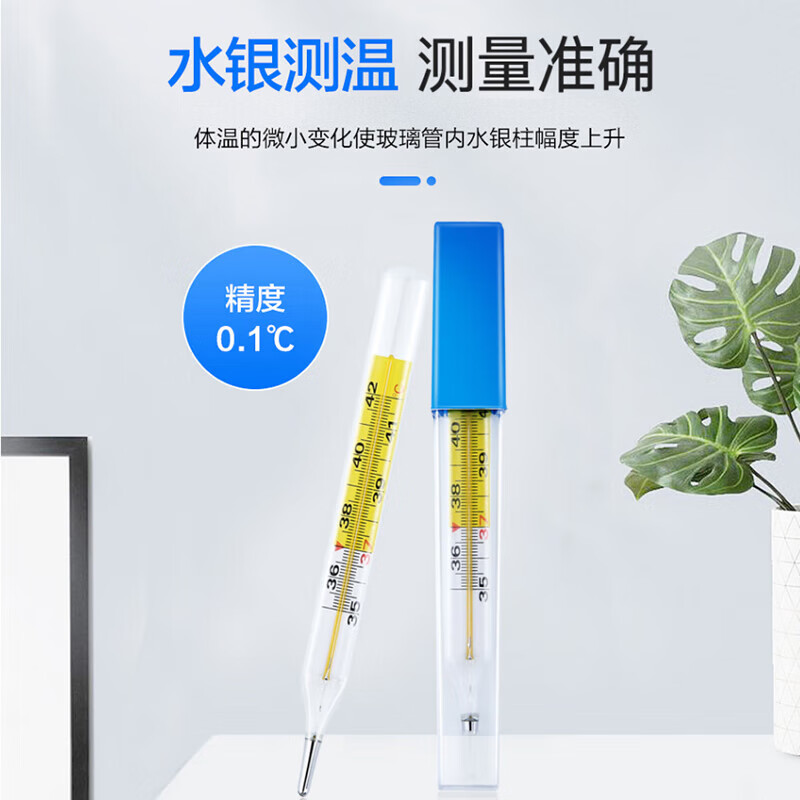 海氏海诺 水银玻璃体温计 大刻度老人婴儿口腔医用高精度温度计1只装 CRW-23高清大图