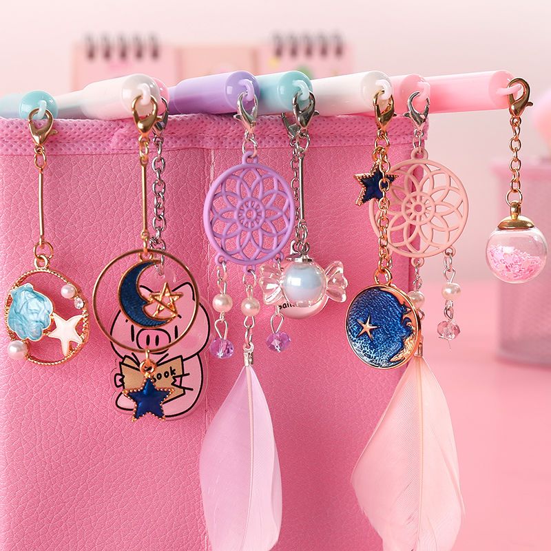 吊坠笔套装黑色笔可爱女生0.